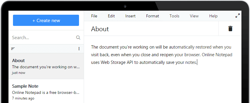 Winseo Online Notepad Screenshot